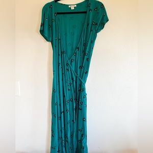 Billabong turquoise floral wrap maxi dress
